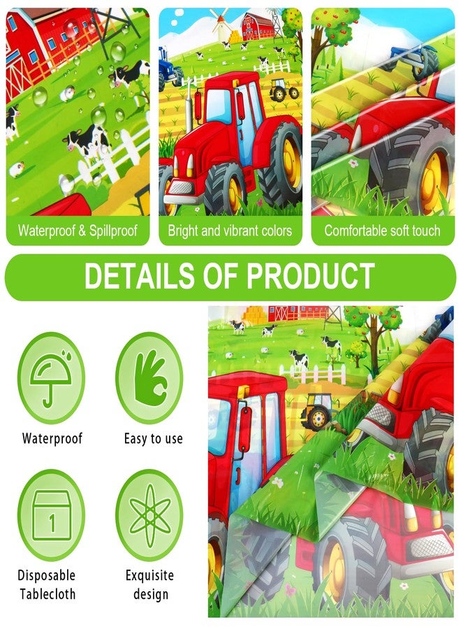 PHOGARY 3 Pack Tractor Tablecloth, Red Tractor Table Cloths Disposable Plastic Rectangular Table Covers for Baby Shower Farm Themed Birthday Party Decorations Tractor Birthday Party Supplies 54"X108" - Image 4